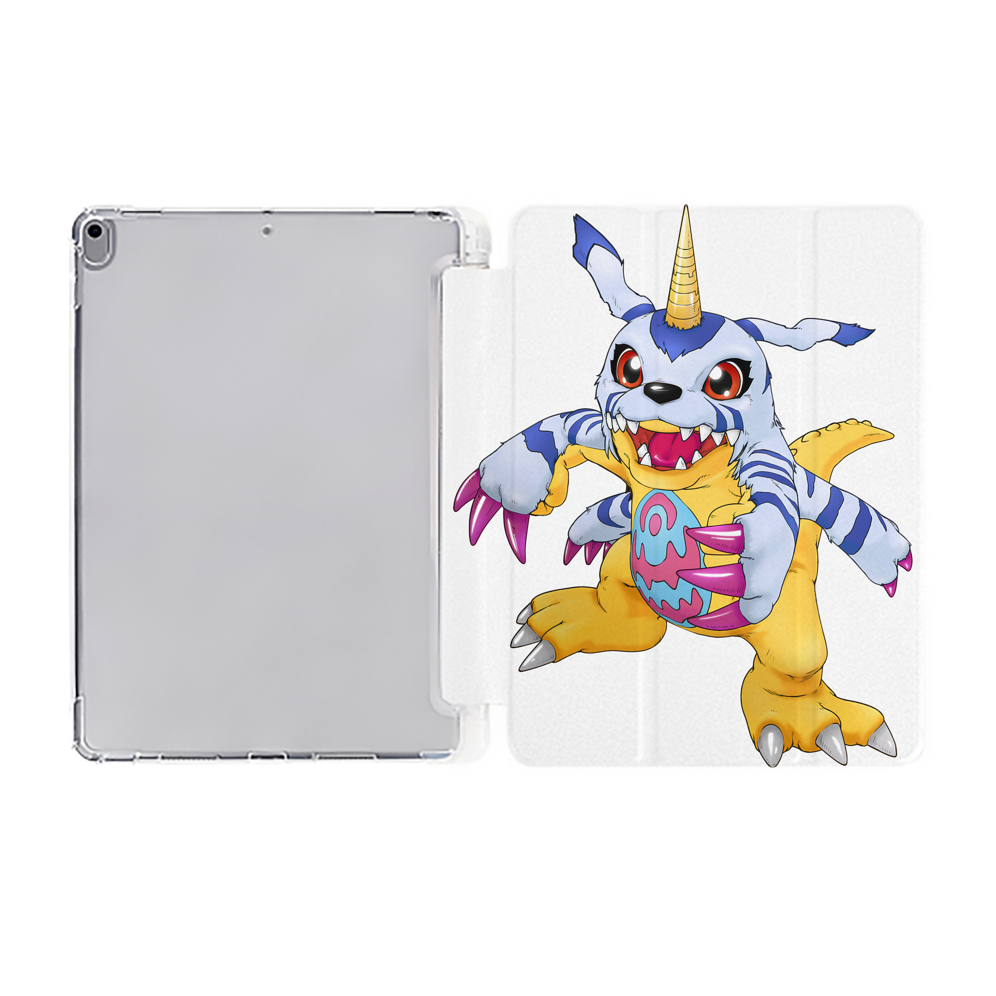 （画像用） Digimon デジタルモンスター/デジモン IPad ケース ペン収納付き 三つ折りスタンド PUレザー×シリコン 対応機種9.5/10.5/10.9インチ